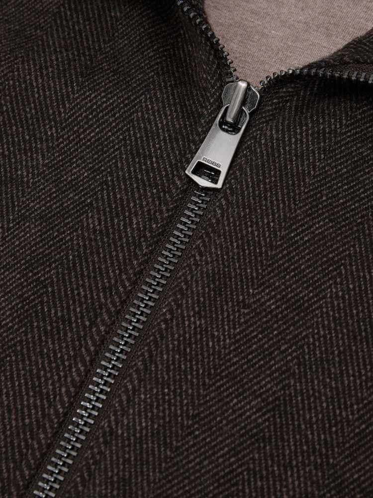 Reiss Dark Brown Mina Herringbone Half-Zip Sweatshirt - Image 6 of 6 Reiss Dark Brown Mina Herringbone Half-Zip Sweatshirt - Image 6 of 6