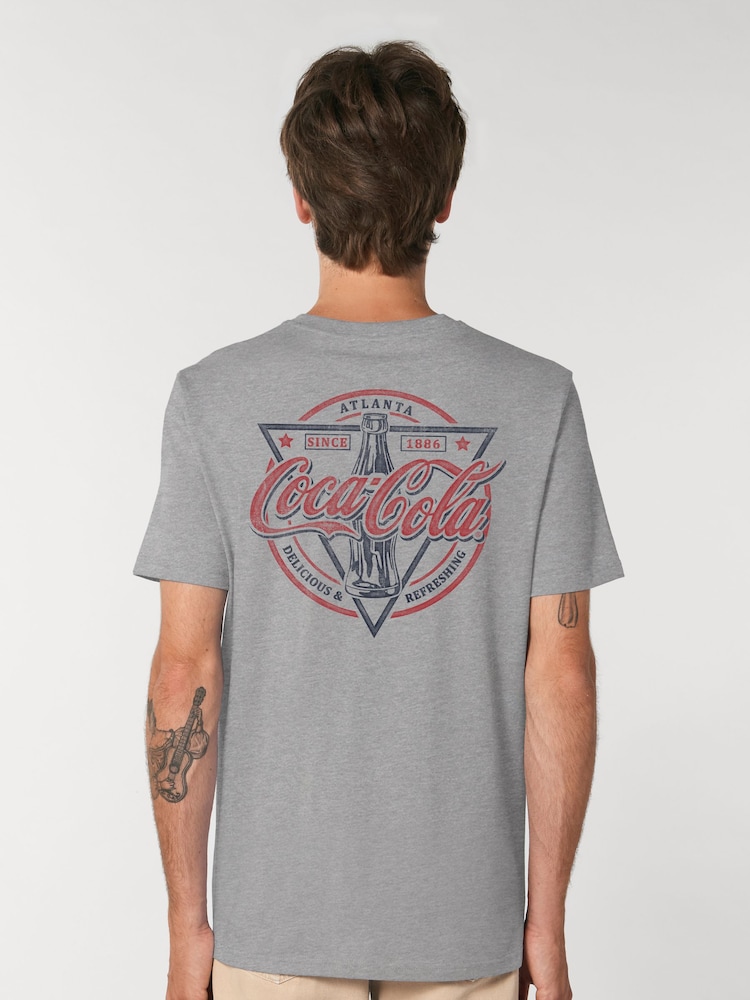 All + Every Grey Coca Cola Delicious And Refreshing Back Print T-Shirt - Image 1 of 4 All + Every Grey Coca Cola Delicious And Refreshing Back Print T-Shirt - Image 1 of 4