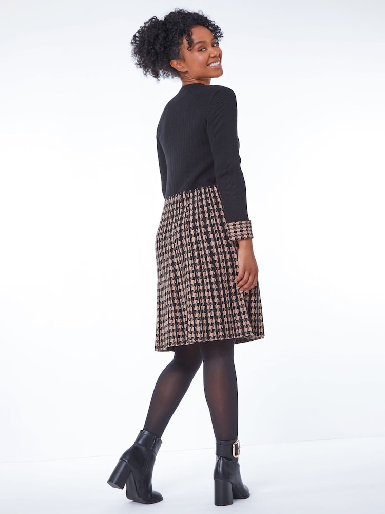 Roman Black Petite Contrast Check Dress - Image 2 of 5