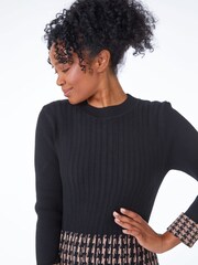 Roman Black Petite Contrast Check Dress - Image 4 of 5
