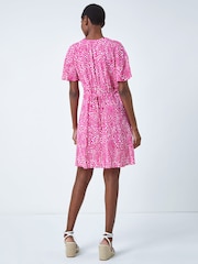 Roman Pink Ditsy Spot Print Button Dress - Image 2 of 5