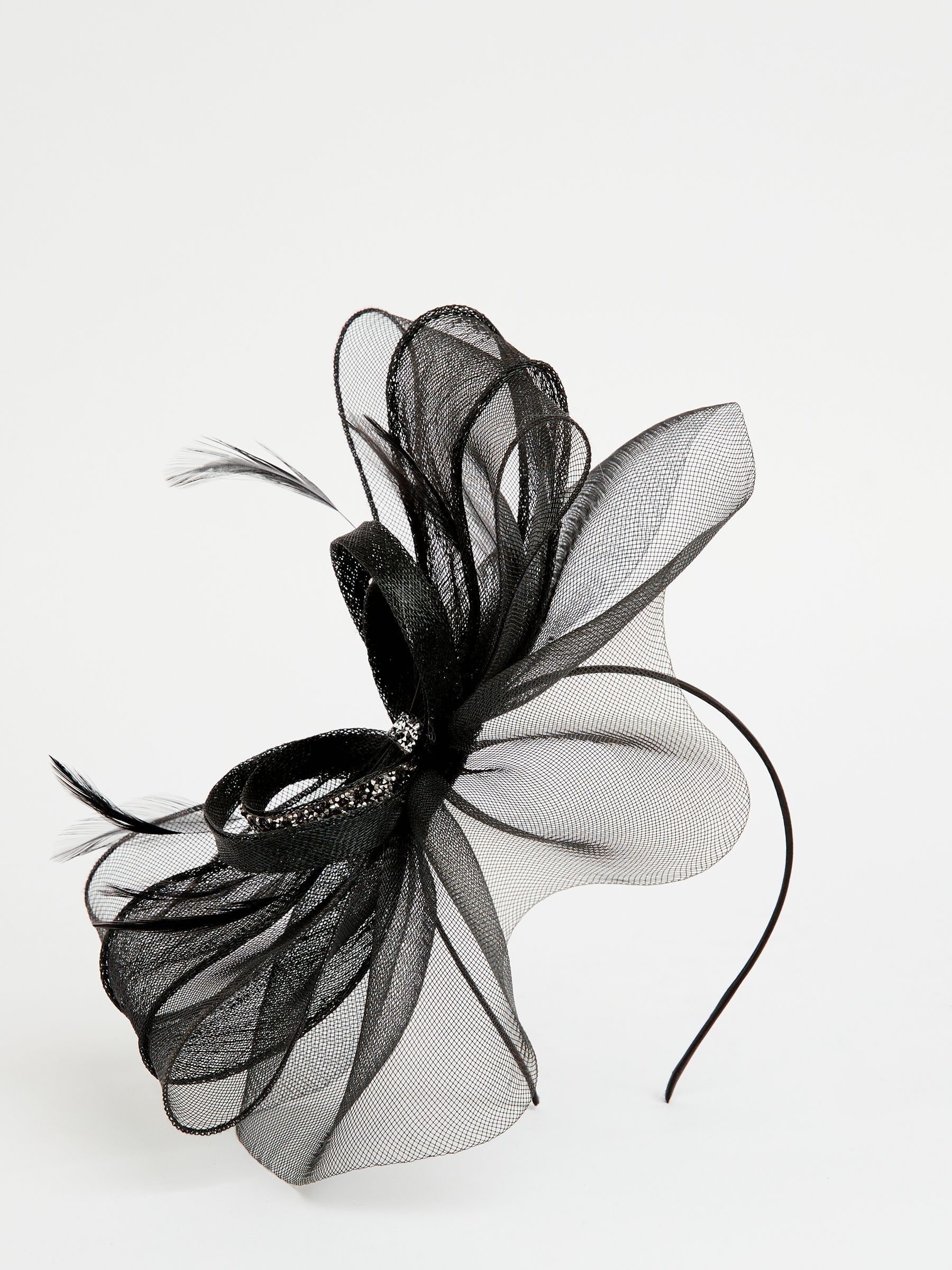 Buy Lipsy Black Diamante Bow Fascinator Headband from Next