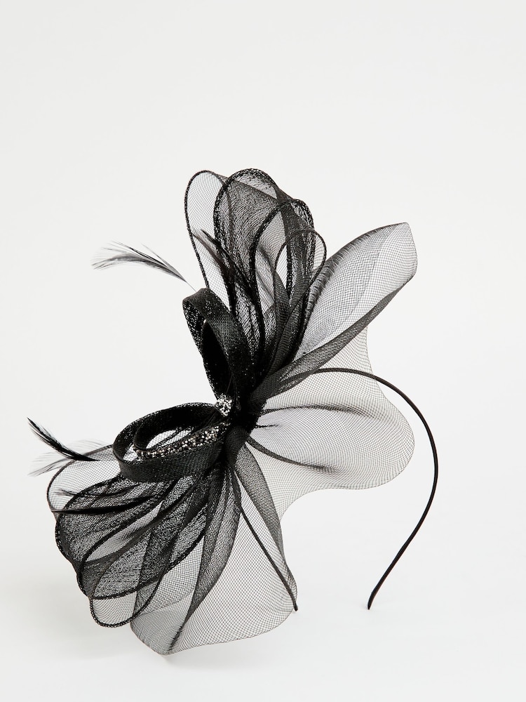 Lipsy Black Diamante Bow Fascinator Headband - Image 4 of 4