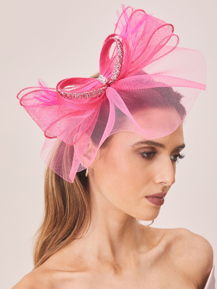 Lipsy Pink Diamante Bow Fascinator Headband - Image 1 of 1