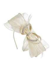 Lipsy Ivory White Diamante Bow Fascinator Headband - Image 2 of 2