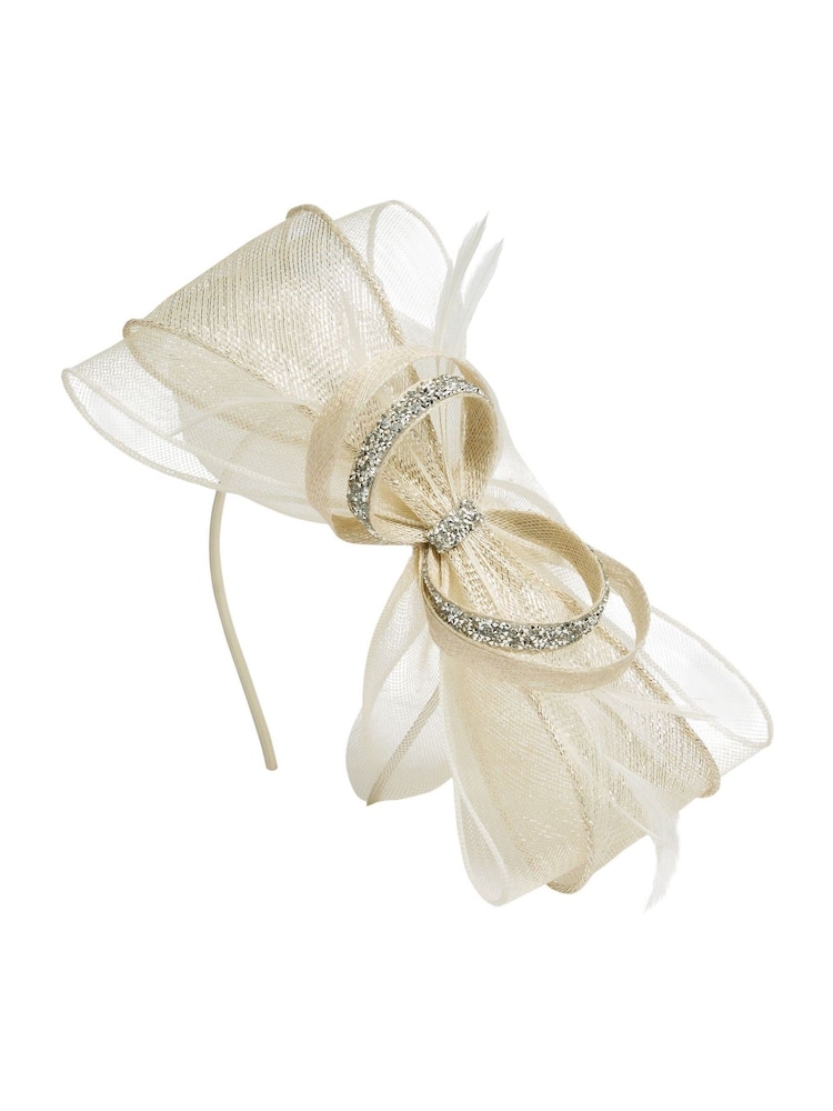 Lipsy Ivory White Diamante Bow Fascinator Headband - Image 2 of 2