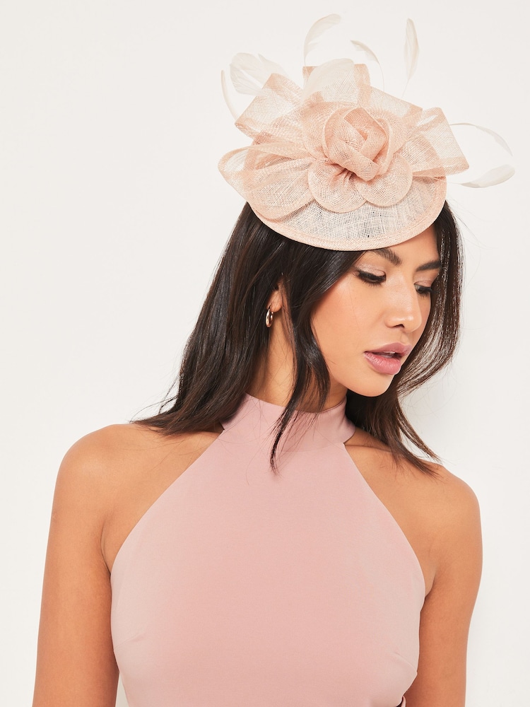 Lipsy Nude Pink Round Disc Fascinator Headband - Image 1 of 4