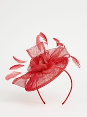 Lipsy Red Round Disc Fascinator Headband - Image 3 of 4