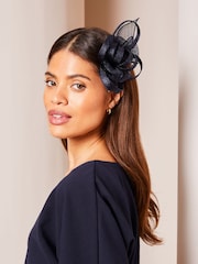 Lipsy Navy Blue Fascinator Hair Clip - Image 1 of 4