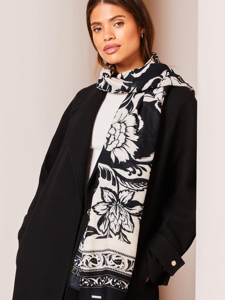 Lipsy Black Lightweight Printed Scarf - Image 1 of 3