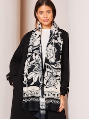 Lipsy Black Lightweight Printed Scarf - Image 2 of 3