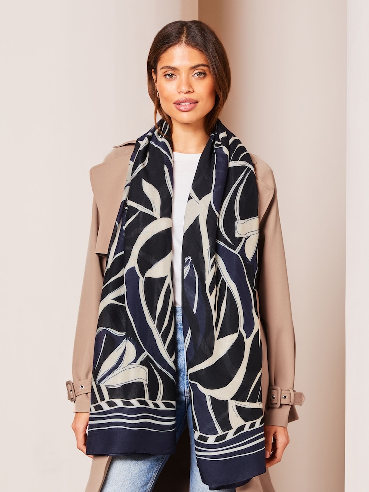 Lipsy Navy Blue Lightweight Printed Scarf - Image 1 of 3