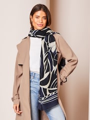 Lipsy Navy Blue Lightweight Printed Scarf - Image 2 of 3