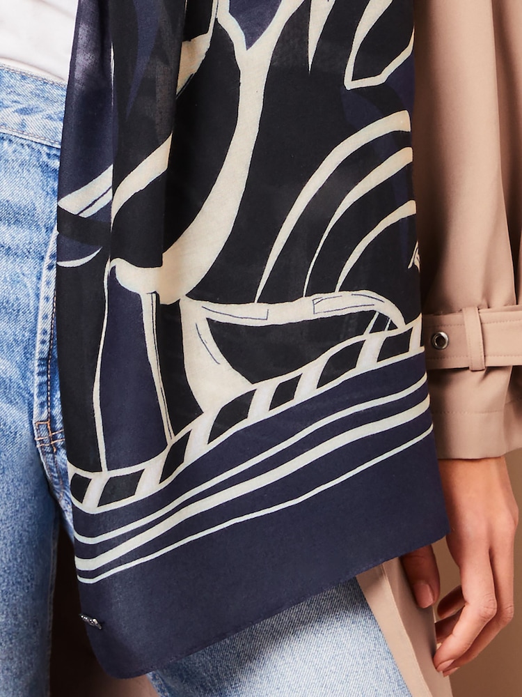 Lipsy Navy Blue Lightweight Printed Scarf - Image 3 of 3