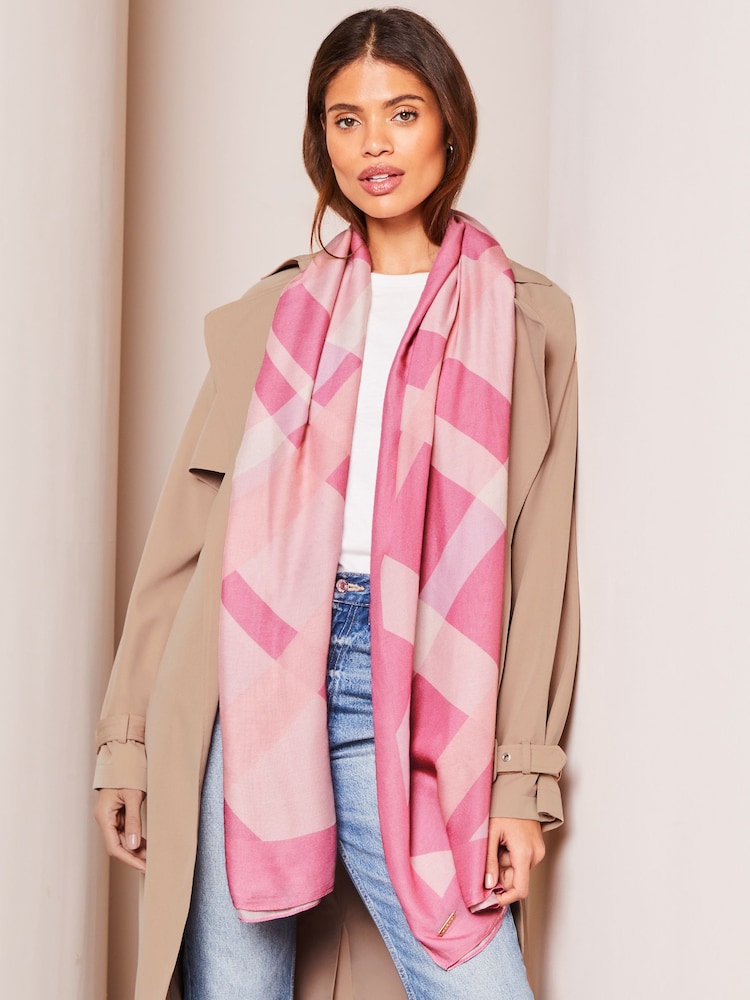 Lipsy Pink Lightweight Printed Scarf - Image 3 of 3