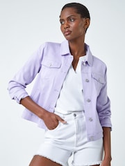 Roman Purple Stretch Denim Jacket - Image 1 of 5