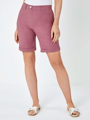 Roman Rouge Turned Hem Stretch Shorts - Image 1 of 5