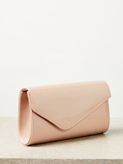 Lipsy Nude Pink Asymmetric Foldover Chain Clutch Bag - Image 4 of 4