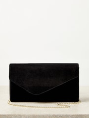 Lipsy Black Asymmetric Foldover Chain Clutch Bag - Image 1 of 4