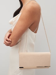 Nude Clutch Bag With Detachable Cross-Body Chain - Image 2 of 8