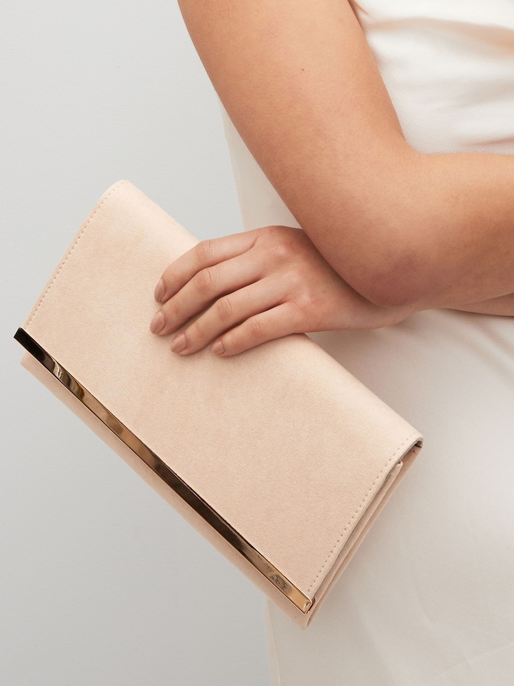 Nude Clutch Bag With Detachable Cross-Body Chain - Image 3 of 8