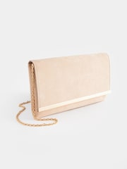 Nude Clutch Bag With Detachable Cross-Body Chain - Image 4 of 8