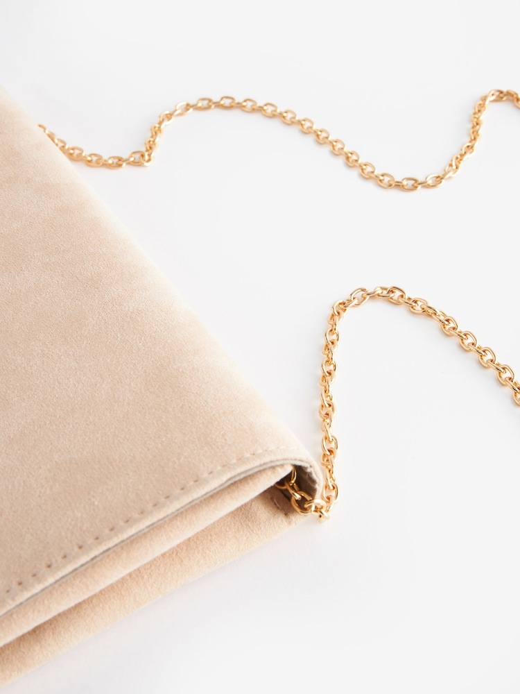 Nude Clutch Bag With Detachable Cross-Body Chain - Image 6 of 8