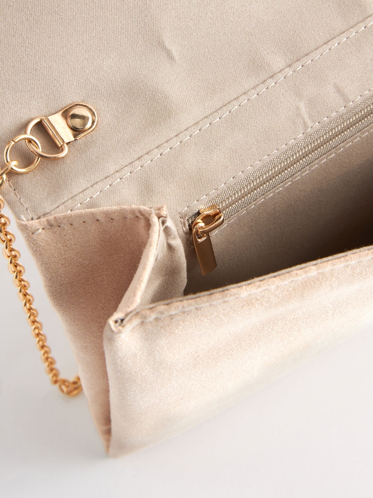Nude Clutch Bag With Detachable Cross-Body Chain - Image 8 of 8