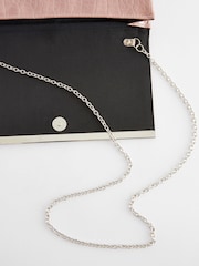 Mink Brown Croc Clutch Bag With Detachable Cross-Body Chain - Image 9 of 10