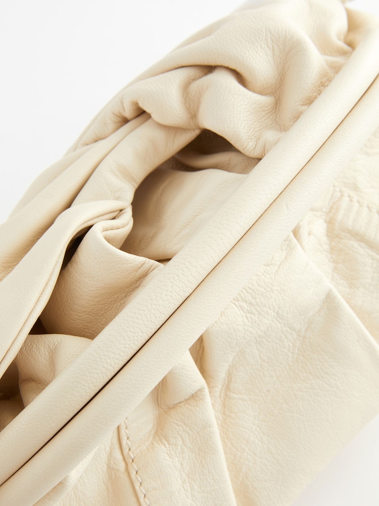 Bone Leather Bow Clutch Bag - Image 7 of 9