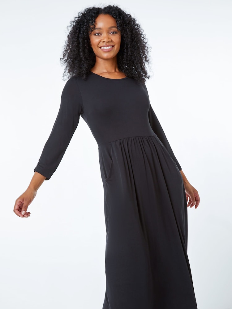 Roman Black Petite Stretch Jersey Midi Dress - Image 1 of 6