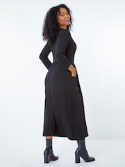 Roman Black Petite Stretch Jersey Midi Dress - Image 3 of 6