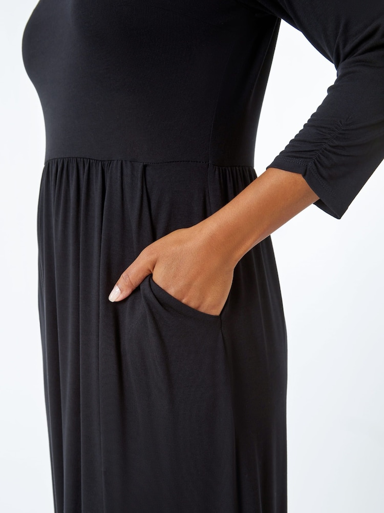 Roman Black Petite Stretch Jersey Midi Dress - Image 6 of 6