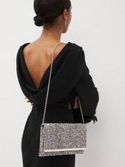 Dark Grey Clutch Bag With Detachable Cross-Body Chain - Image 1 of 8