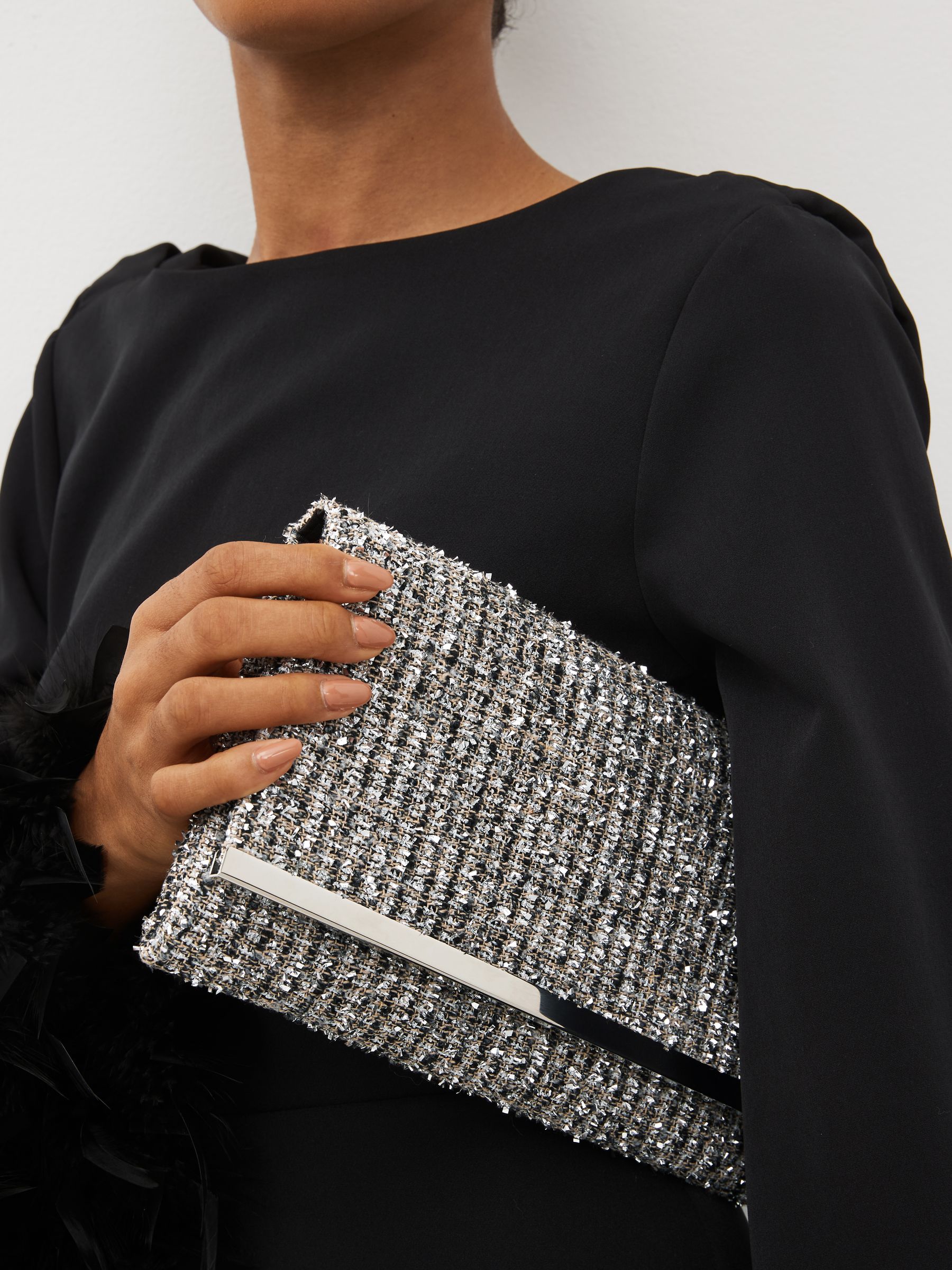 Black and silver clutch on sale