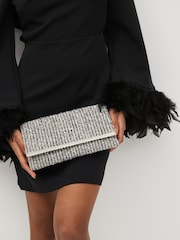 Dark Grey Clutch Bag With Detachable Cross-Body Chain - Image 3 of 8