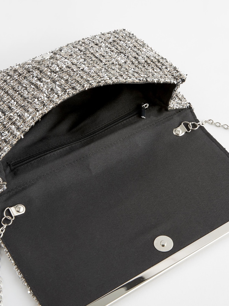 Dark Grey Clutch Bag With Detachable Cross-Body Chain - Image 8 of 8