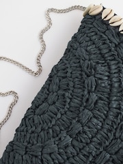 Black/White Raffia Shell Clutch Bag - Image 8 of 10