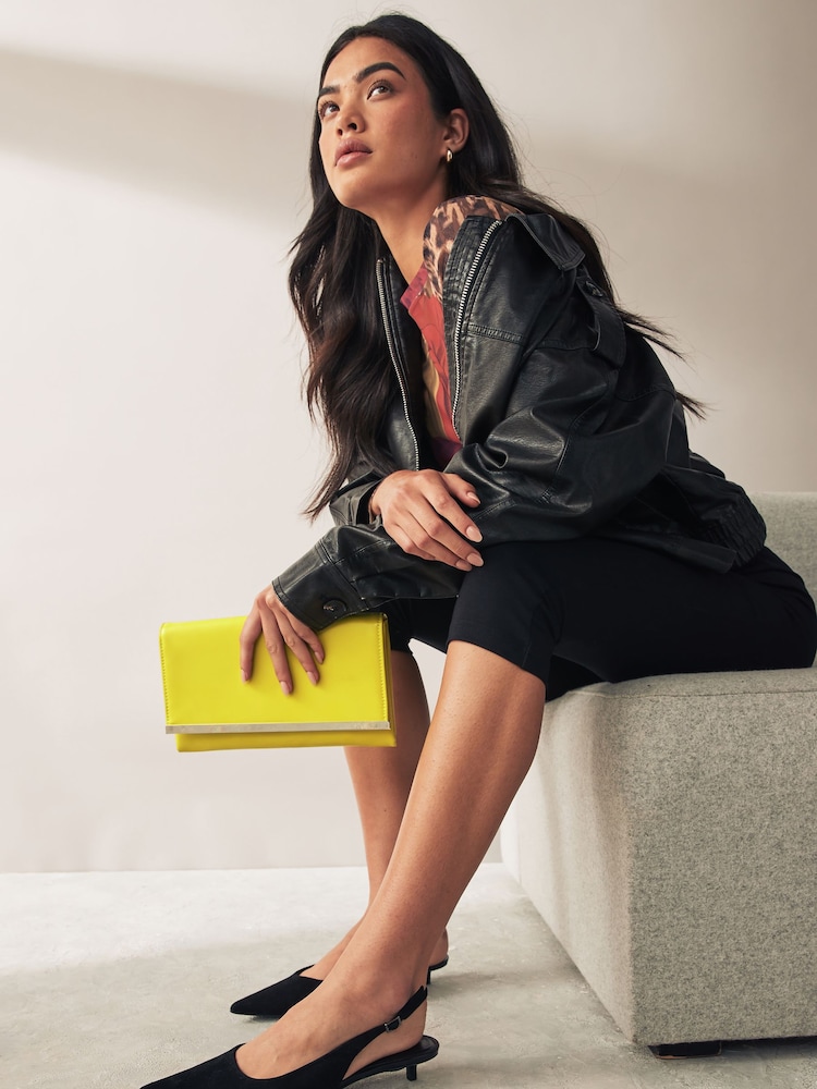 Lime Green Clutch Bag With Detachable Cross-Body Chain - Image 1 of 9