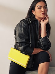 Lime Green Clutch Bag With Detachable Cross-Body Chain - Image 3 of 9