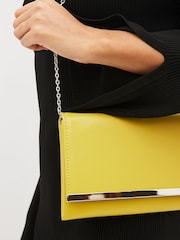 Lime Green Clutch Bag With Detachable Cross-Body Chain - Image 4 of 9