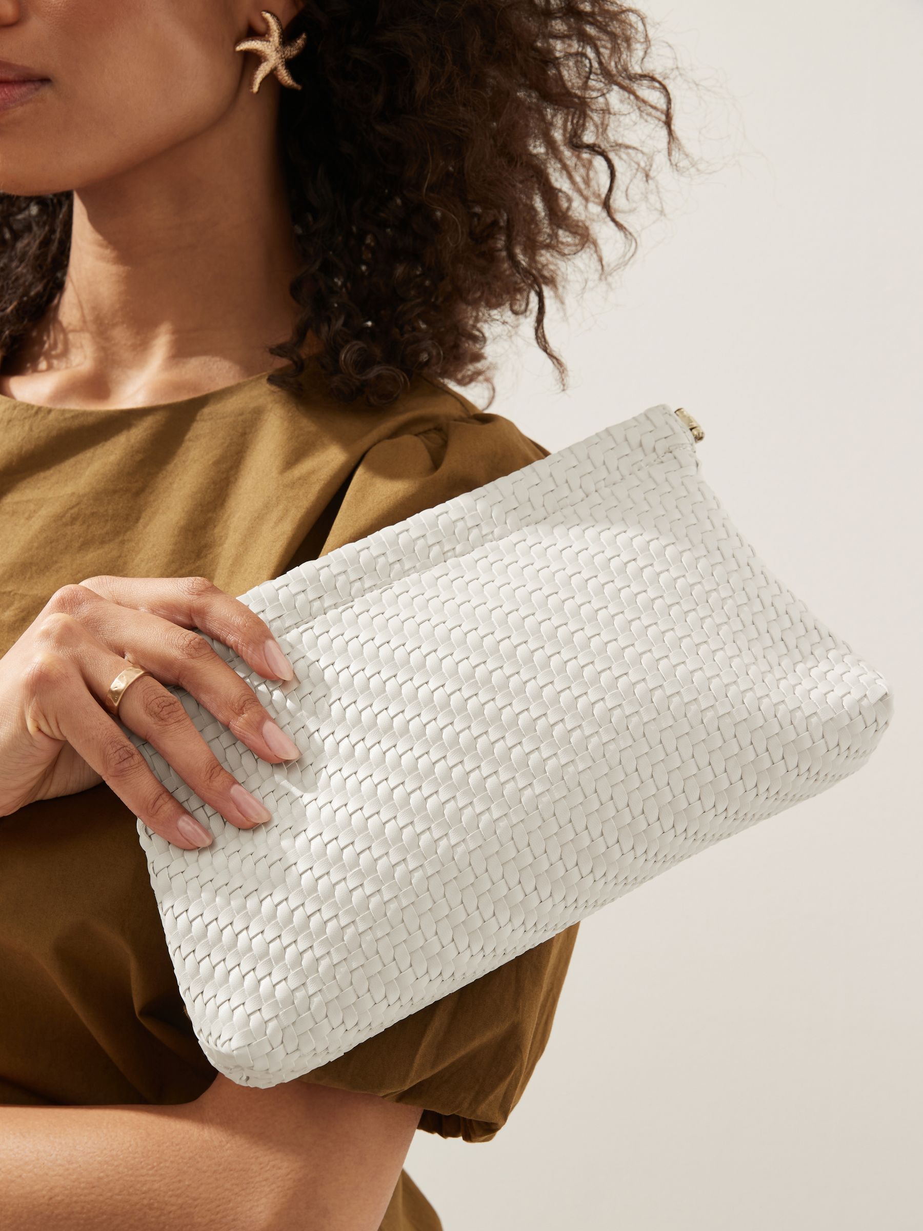 Buy White Weave Clutch Bag from Next Luxembourg