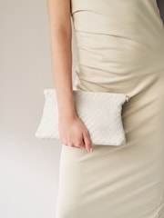 White Weave Clutch Bag - Image 3 of 9