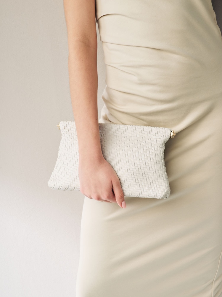 White Weave Clutch Bag - Image 3 of 9
