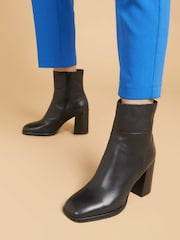 Jones Bootmaker Clarabella Leather Heeled Black Ankle Boots - Image 1 of 6