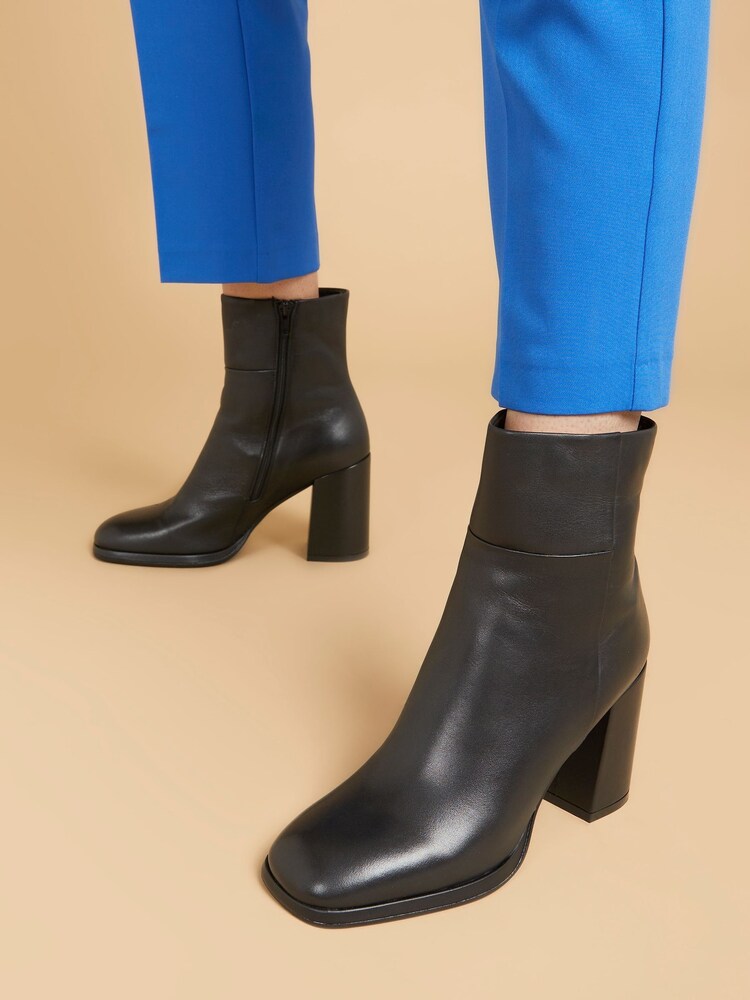 Jones Bootmaker Clarabella Leather Heeled Black Ankle Boots - Image 1 of 6
