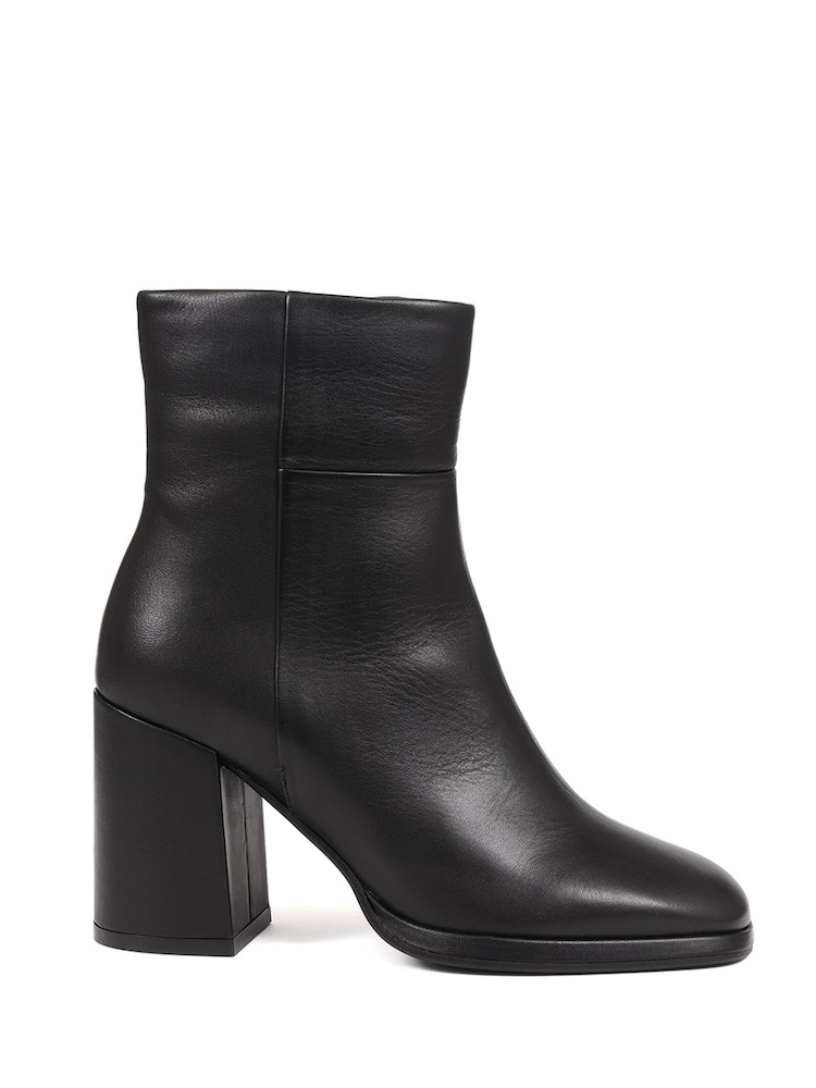 Jones Bootmaker Clarabella Leather Heeled Black Ankle Boots - Image 2 of 6