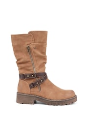 Pavers Brown Zip Up Calf Boots - Image 1 of 5
