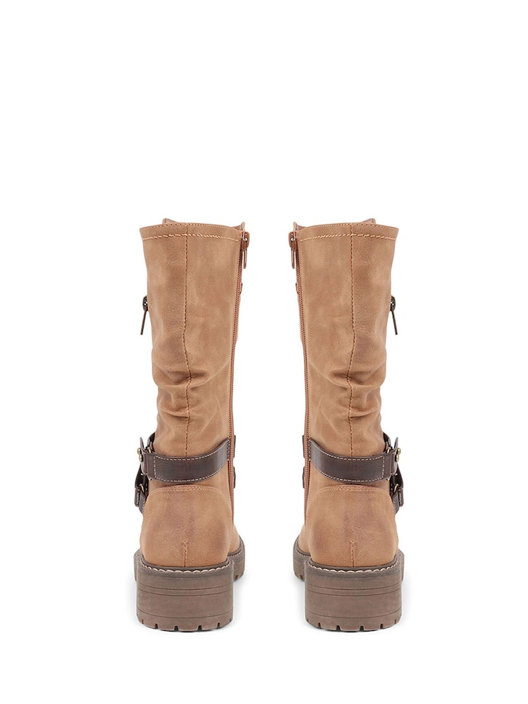 Pavers Brown Zip Up Calf Boots - Image 1 of 3 Pavers Brown Zip Up Calf Boots - Image 1 of 3
