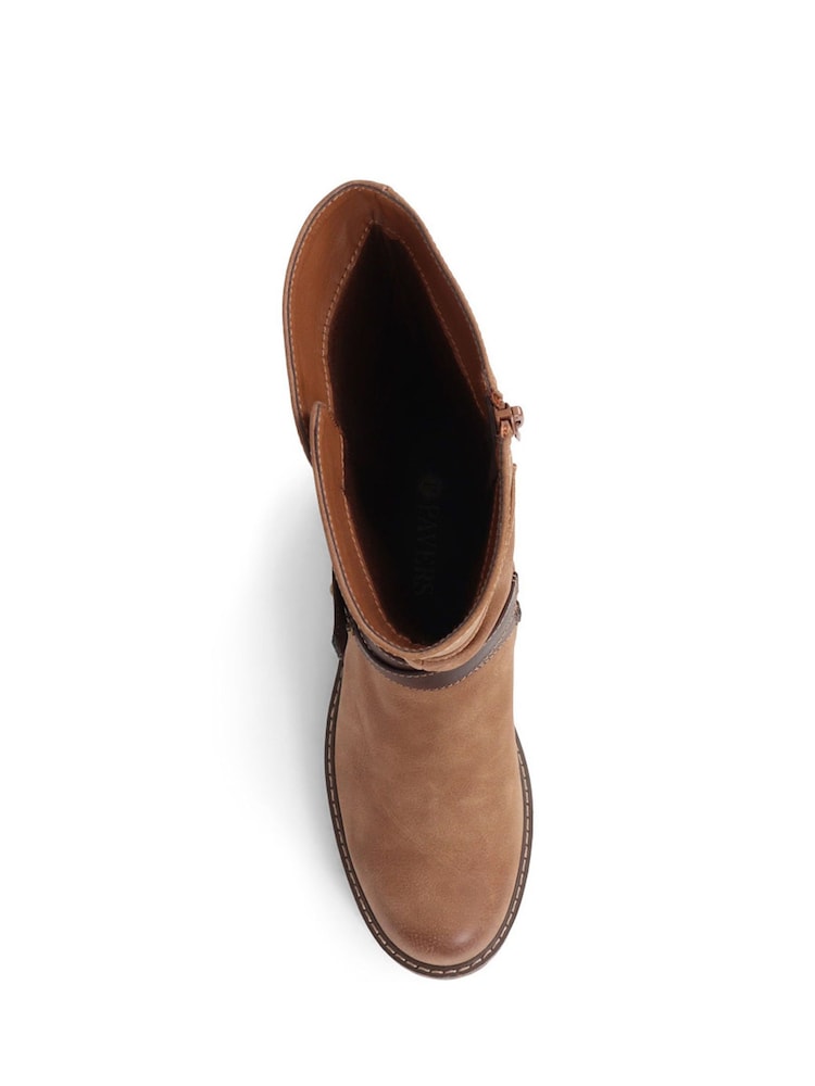 Pavers Brown Zip Up Calf Boots - Image 2 of 3 Pavers Brown Zip Up Calf Boots - Image 2 of 3